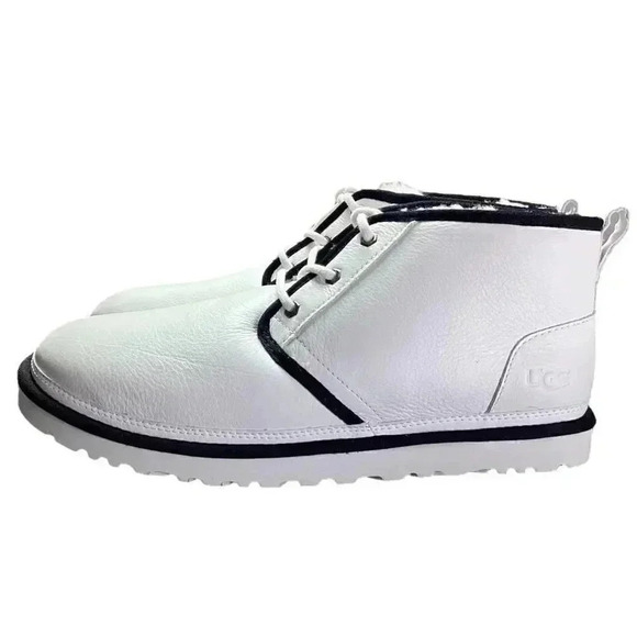 UGG Chukka Boots Shoes Mens 12 Black White Neumel Leather Sheepskin Lace Up NEW main image 9